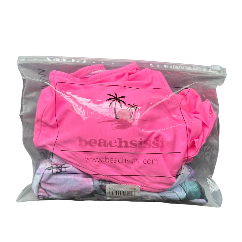 Beachsissi Brand New Flower Print Ruffle Hem Tummy Control Tankini Set, Pink XL - Picture 7 of 8